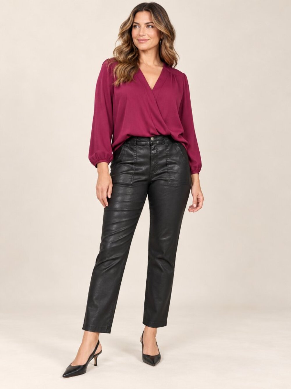 KUT Reese Coated Mid Rise Ankle Straight Black Pants 10 NWT